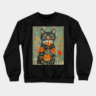 Siberian Cat Flowers Photo Art Funny Cat Lover Gift Idea Crewneck Sweatshirt